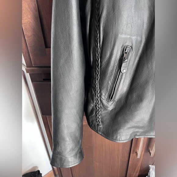 Women's Black Leather Motorcycle Jacket By Silver Bike Zip Out Liner Size XL - Picture 4 of 16